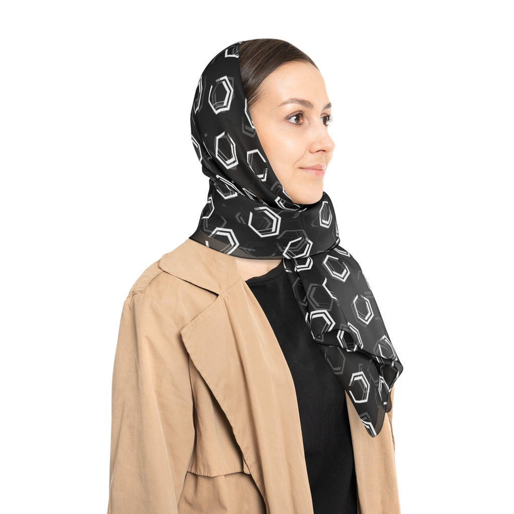 Premium Poly Voile Scarf – Black All-Over Print