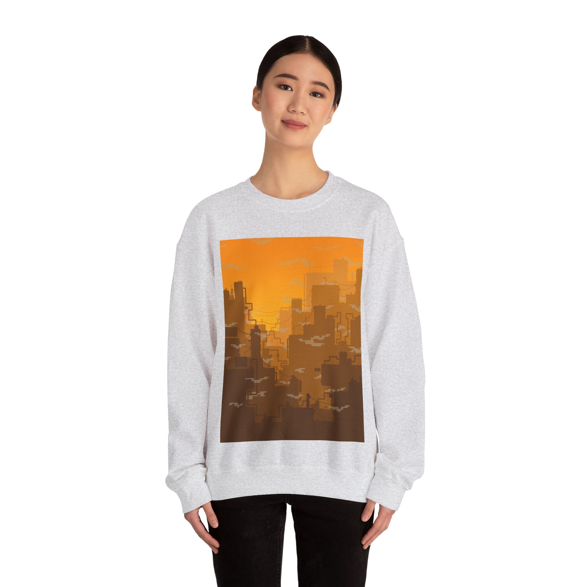 Cityscape Crewneck Sweatshirt | Urban Design | Unisex Heavy Blend