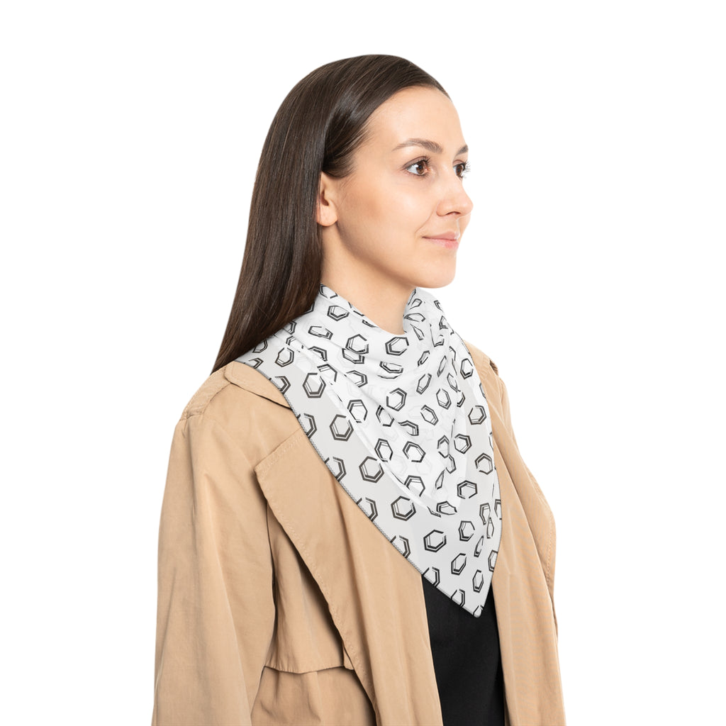 Premium Poly Voile Scarf – White All-Over Print