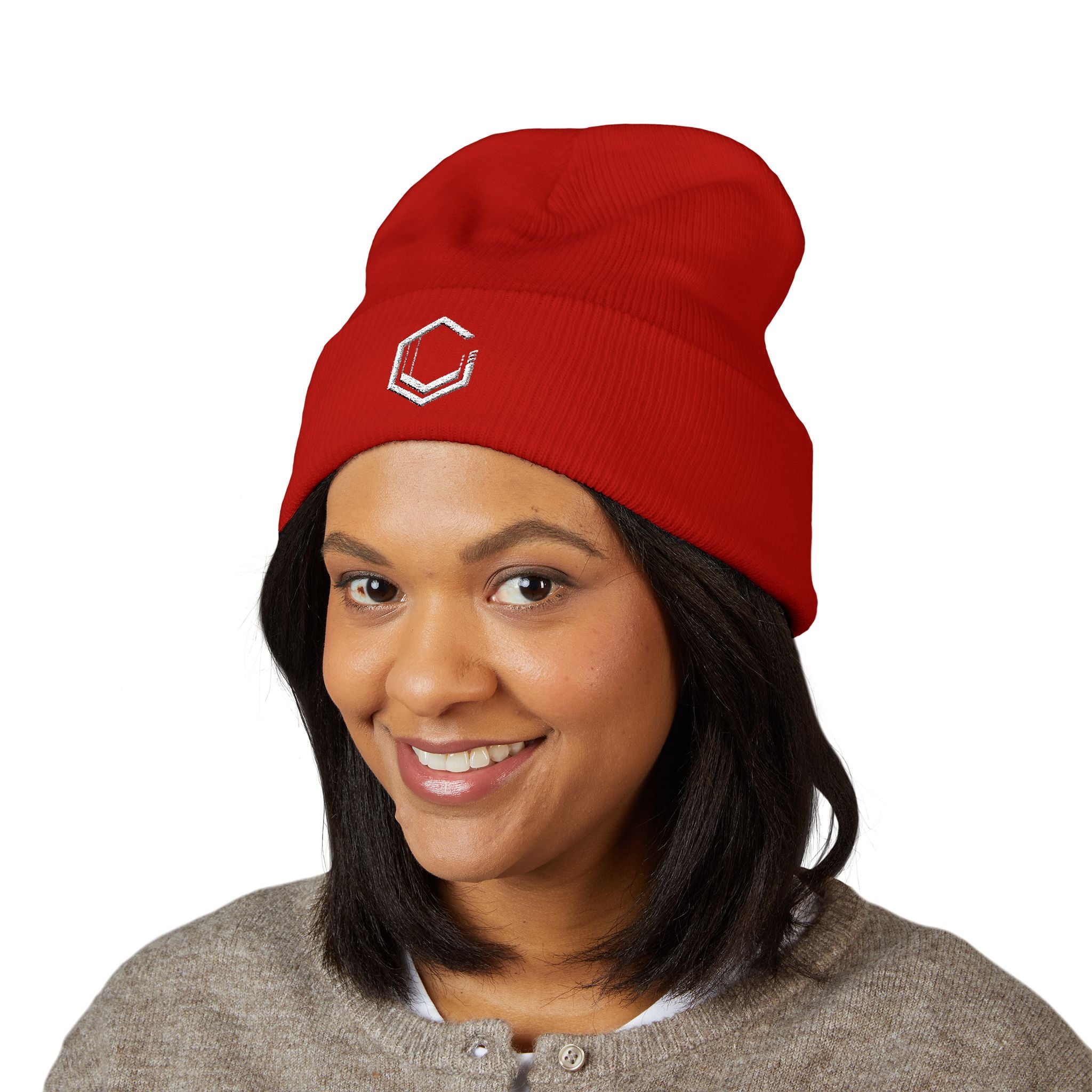 White Logo - Classic Cuffed Beanie (Embroidery)