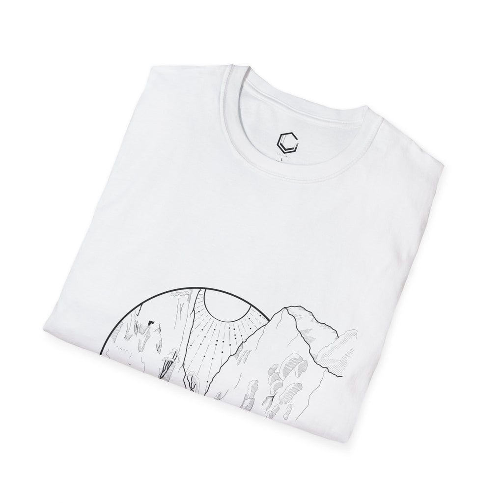 Minimalistic Mountain Walk - Unisex Softstyle T-Shirt