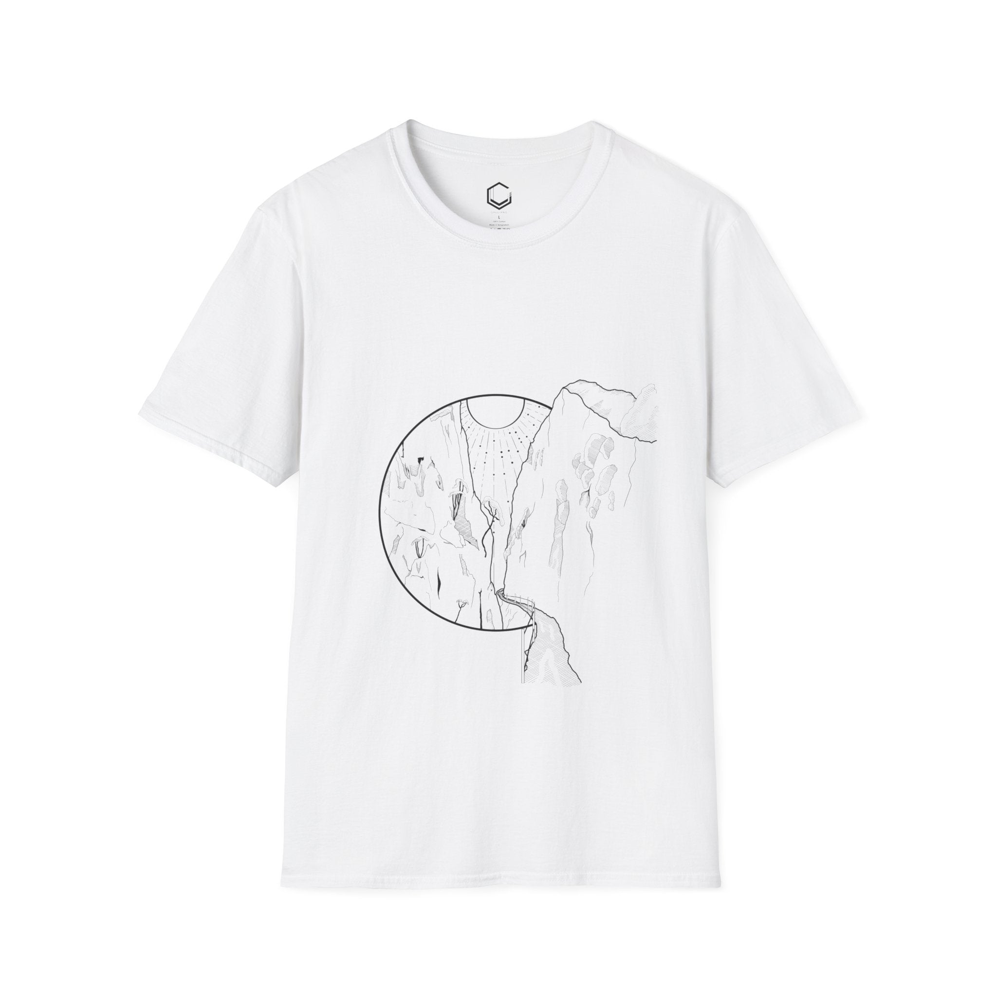 Minimalistic Mountain Walk - Unisex Softstyle T-Shirt