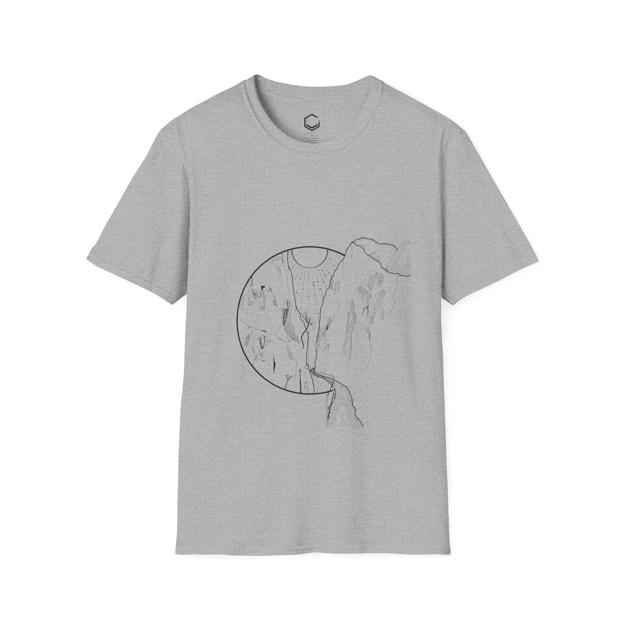 Minimalistic Mountain Walk - Unisex Softstyle T-Shirt
