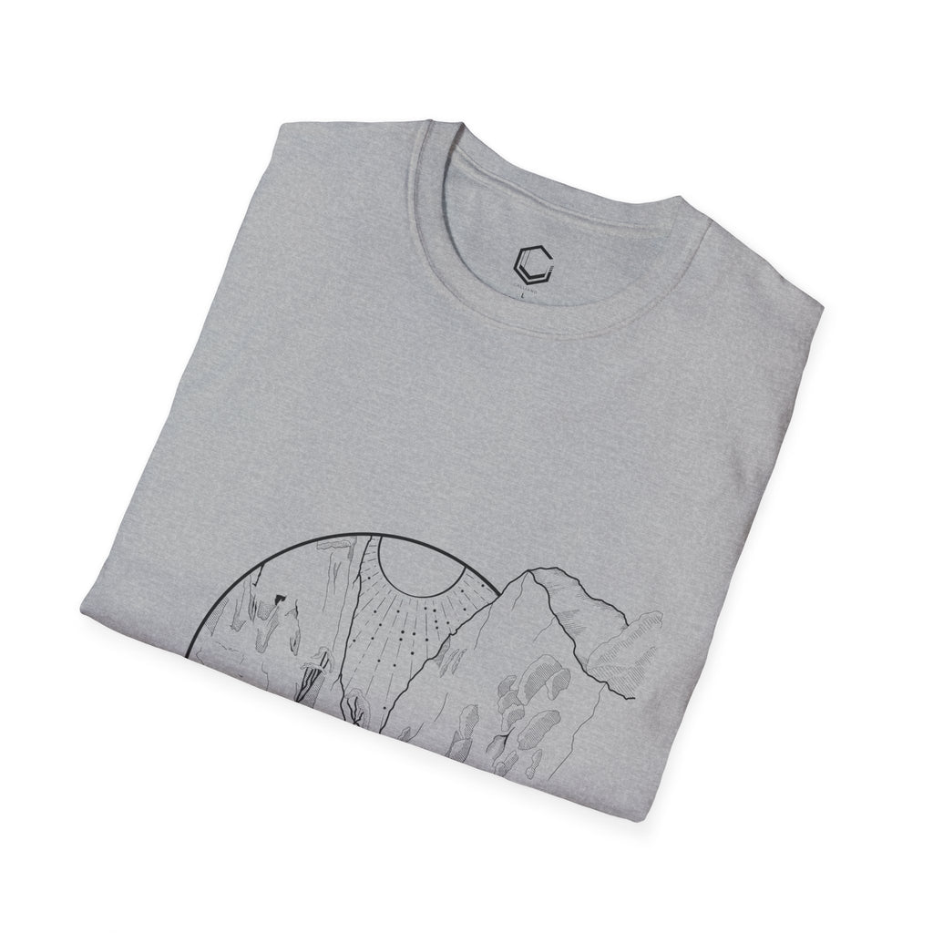 Minimalistic Mountain Walk - Unisex Softstyle T-Shirt