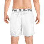 Men's Custom All-Over Print Swim Shorts | Mid-Length Board Shorts | White