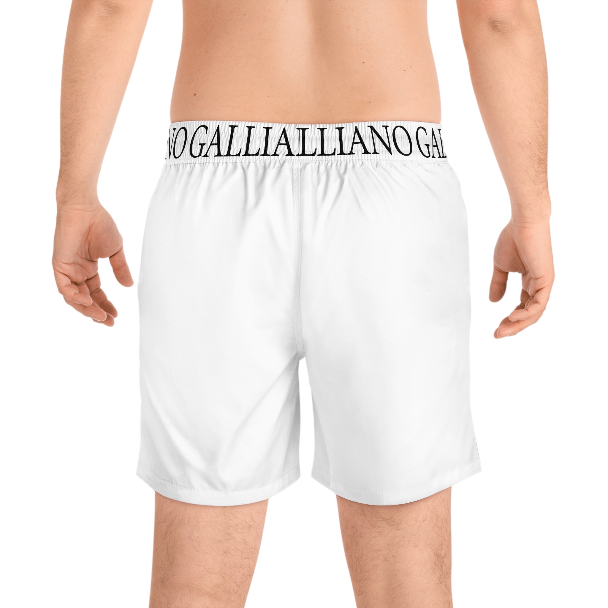 Men's Custom All-Over Print Swim Shorts | Mid-Length Board Shorts | White