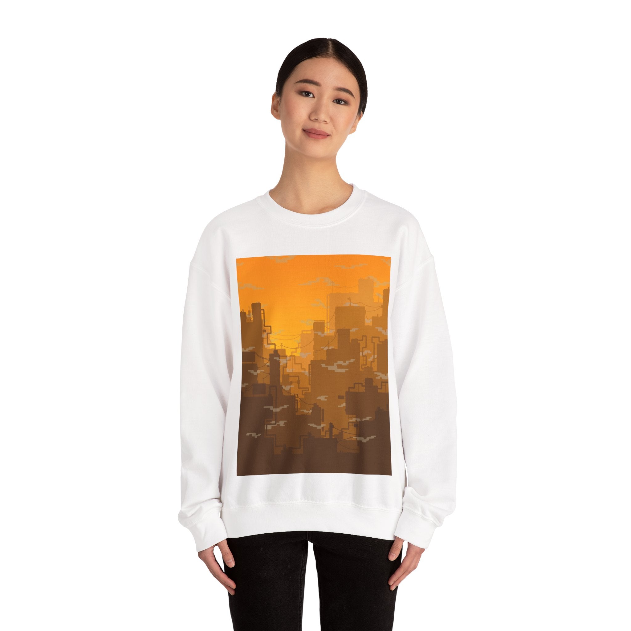 Cityscape Crewneck Sweatshirt | Urban Design | Unisex Heavy Blend