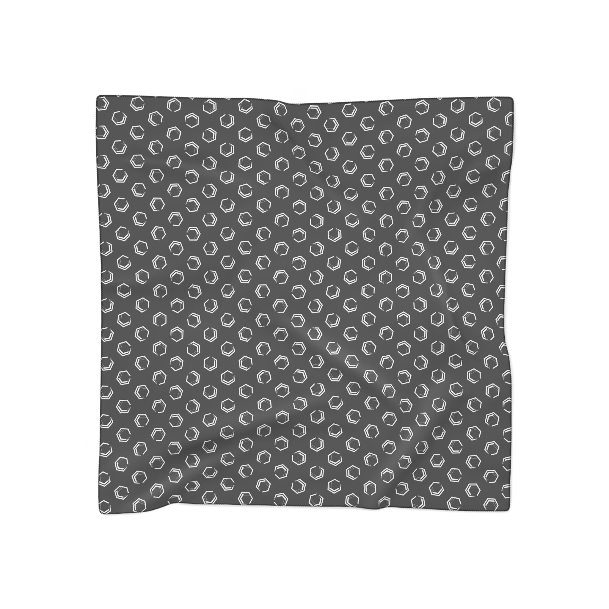 Premium Poly Voile Scarf – Black All-Over Print