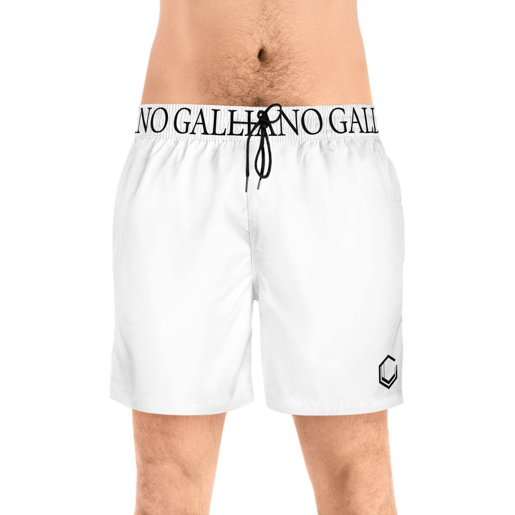 Men's Custom All-Over Print Swim Shorts | Mid-Length Board Shorts | White