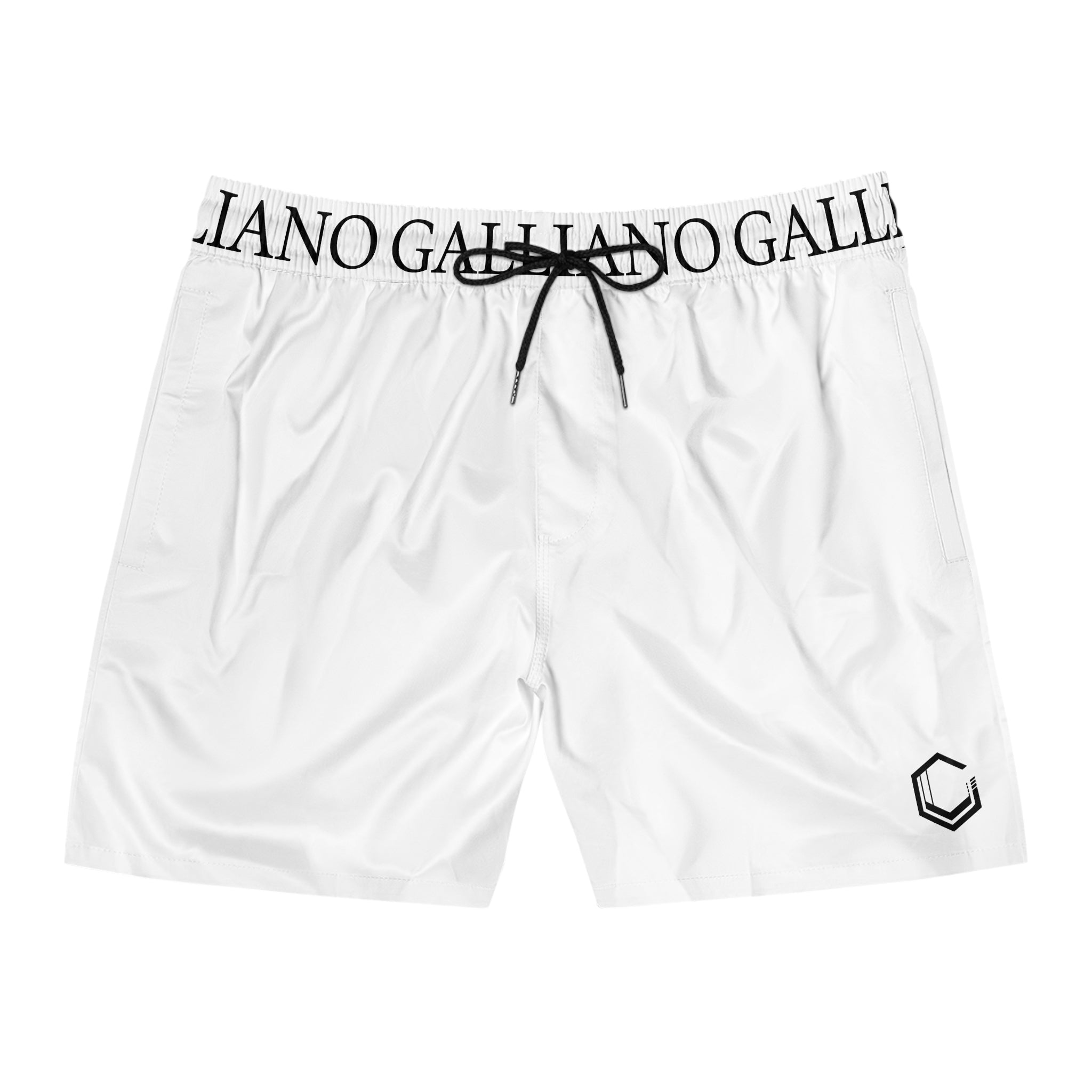 Men's Custom All-Over Print Swim Shorts | Mid-Length Board Shorts | White