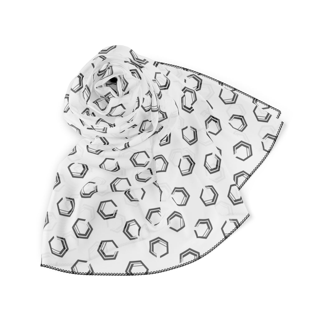 Premium Poly Voile Scarf – White All-Over Print