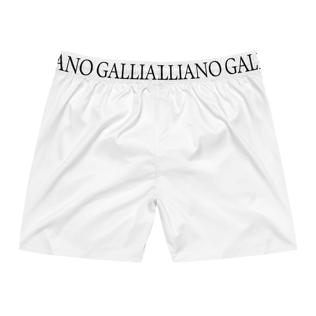 Men's Custom All-Over Print Swim Shorts | Mid-Length Board Shorts | White